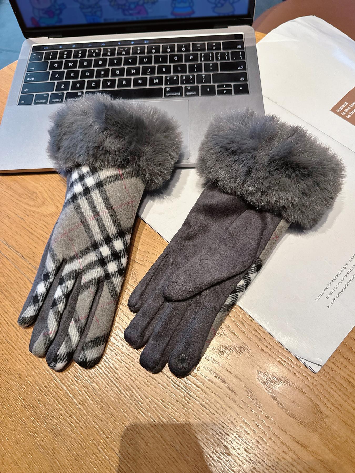 Women's Thickened Winter Gloves, Windproof & Warm Cycling Mitts, British Style Fall & Winter Handwear, 1pcs