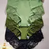 Women's High Waist Contrast Lace Briefs Comfortable Skin-Friendly Triangle Panties, 3/4/5 Pack, All Seasons Casual Wear, High Waist Panty