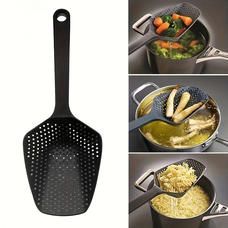 Plastic Strainer Spoon with Handle, Durable Plastic Slotted Spoon, Pasta Spoon and Pasta Strainer, Convenient for Cooking, Baking, and Draining Food, Efficient
