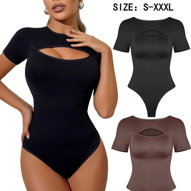 Women's Solid Color Open Bust Design Elastic Shapewear Bodysuit, High Stretch Shaper, Compression Waist Shaper, Ladies Underwear Shapewear for All Seasons, Basic, Tummy Control Bodysuit, Waist Trainer Bodysuit, Body Shapers