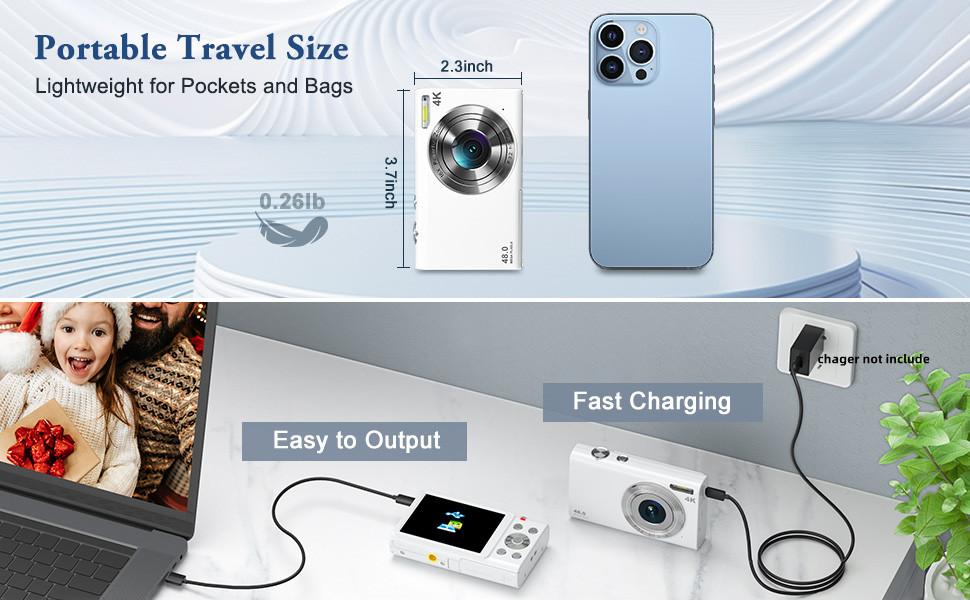 48MP 4K Digital Camera 16X Zoom Digital Camera with 32G TF Card & Charging Cable & Operating Manual, High Definition HD Camera Digital Camera for Outdoor Sports, Beginner Digital Camera