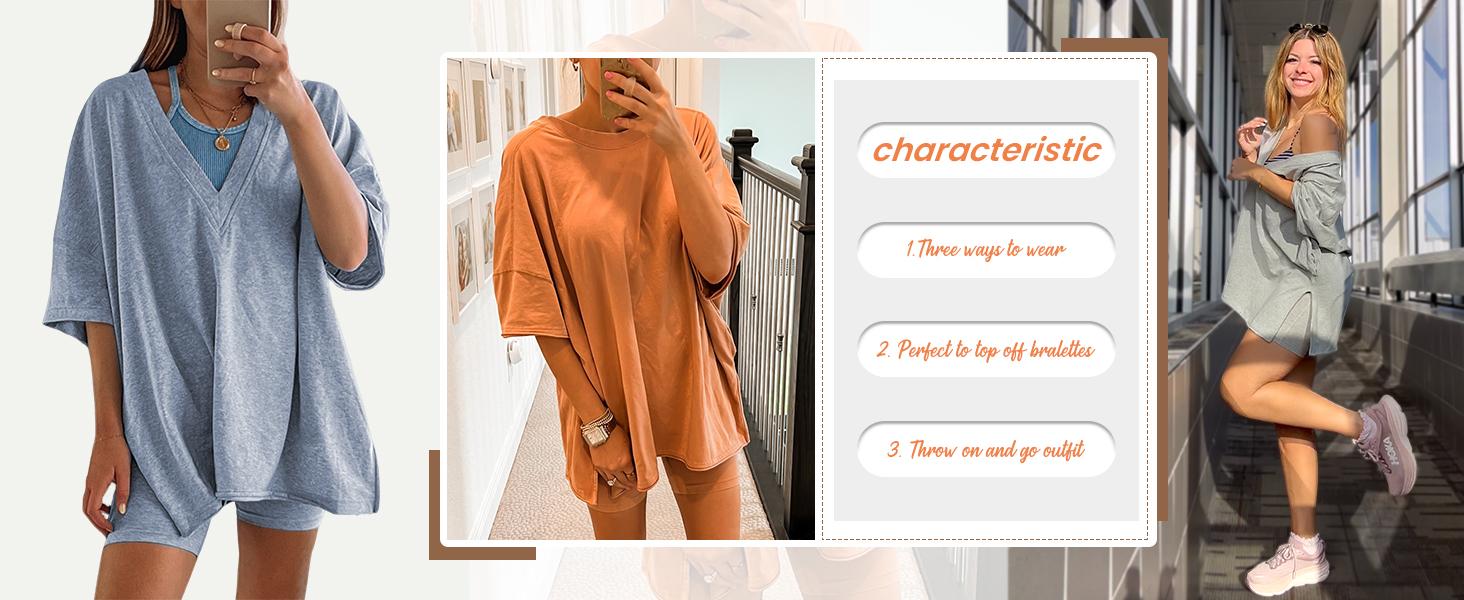 UANEO 2 Piece Outfits Sets for Women Oversized Biker Shorts Sets Hot Shot Reversible Set Tracksuit Womenswear Fallfreshness