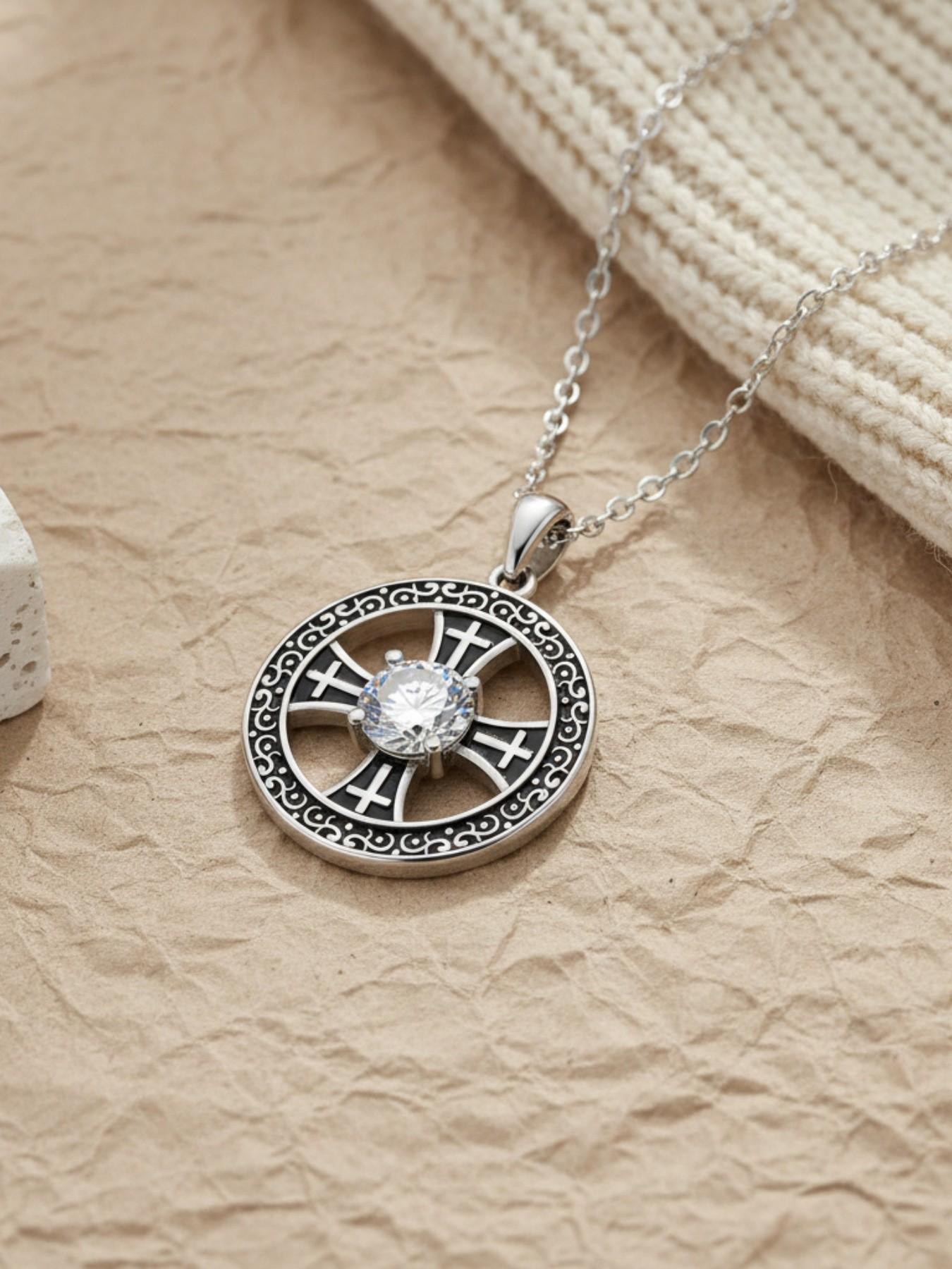 Cross Star Core · Black Silver Original niche vintage cross gem necklace, a must-have for spring and summer daily wear. A mysterious lucky necklace, perfect for Valentine's Day and all festive gifting.