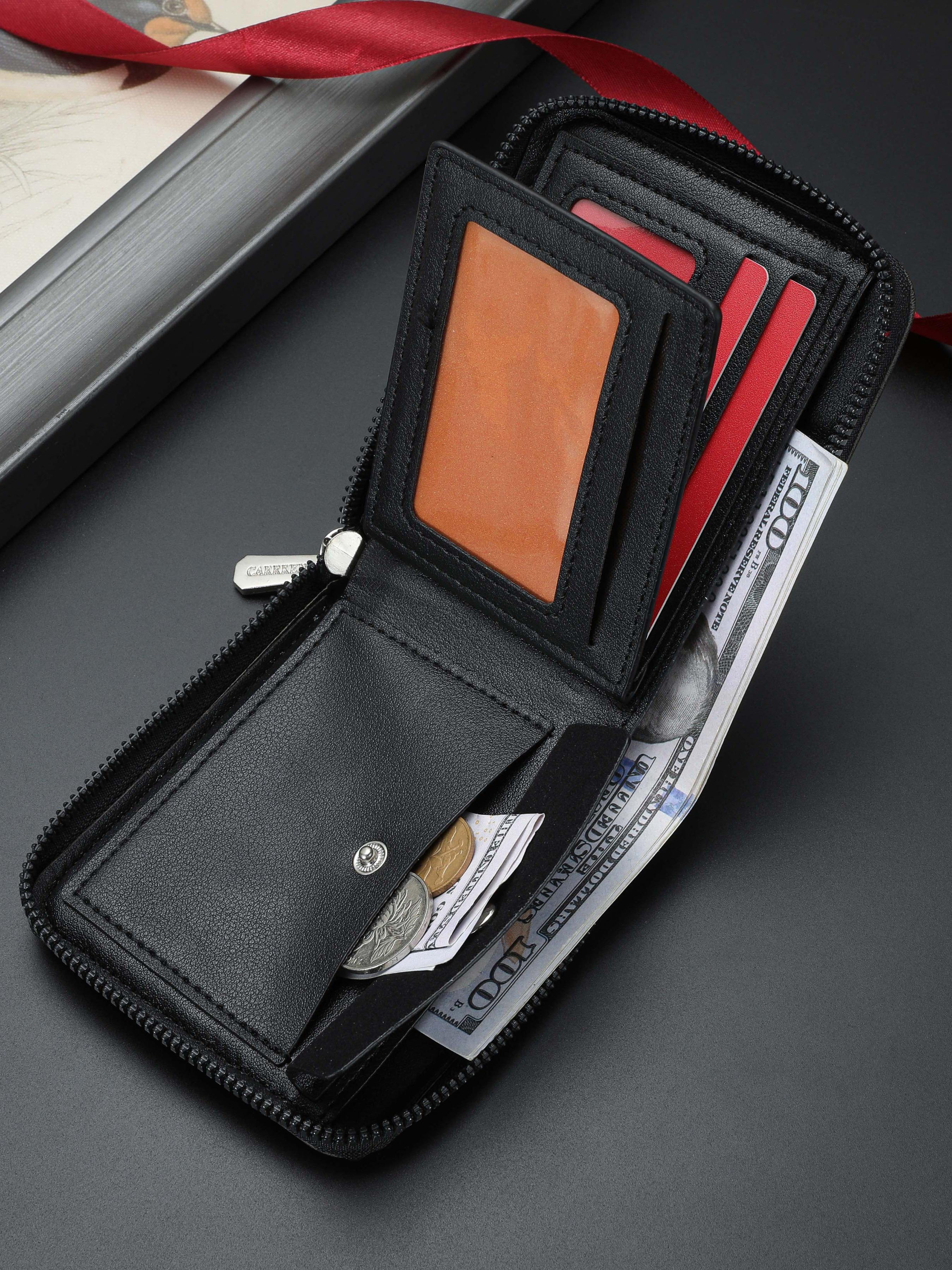 2026 Premium Eagle Embossed Leather Wallet for Men – New Slim Bifold Design with RFID Security, Multiple Card Slots & ID Window – Durable Genuine Leather Trifold Alternative for Business & Casual Use -RR