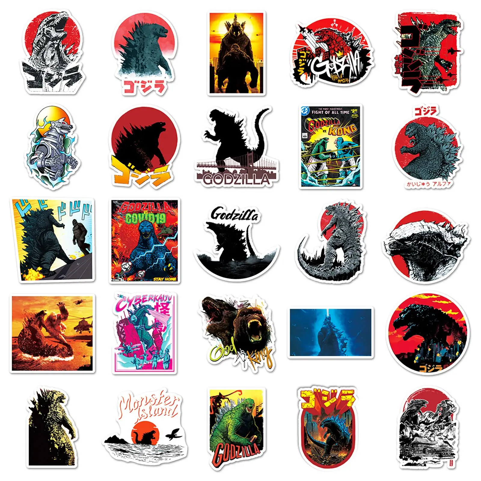 50PCS Godzilla DIY Cartoon Stickers Phone Trunk Refrigerator Waterproof Anime Stickers Anime Figure Toys Sticker Gift