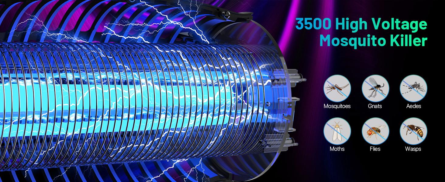 Solar Bug Zapper, 3-in-1 Mosquito Zapper with Camping Lantern, Cordless Bug Zapper for Outdoor and Indoor, Battery Powered Fly Zapper, Waterproof Mosquito Killer for Patio, Home, Backyard, Camping#fathersdaygifts