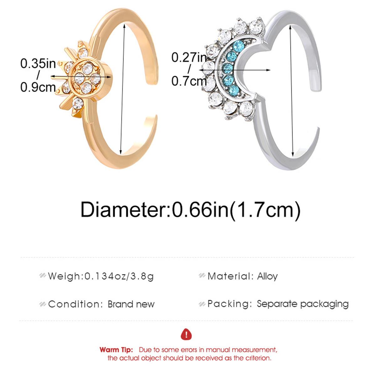 Sun and Moon Ring Set, Stackable, Adjustable Couple Ring, Suitable for Valentine's Day, Birthday Gift for Girls