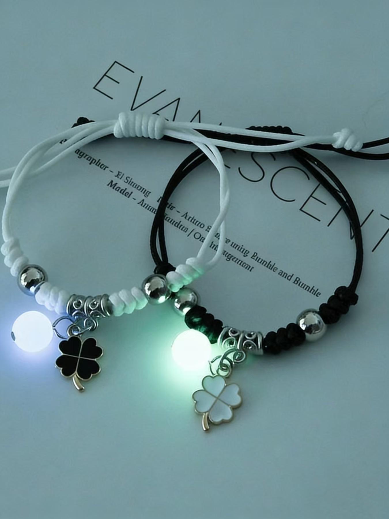 Glow-In-The-Dark Bracelet for Women, Student Friendship Band, Luminous Wristband for Couples, Unisex Night Light Accessory