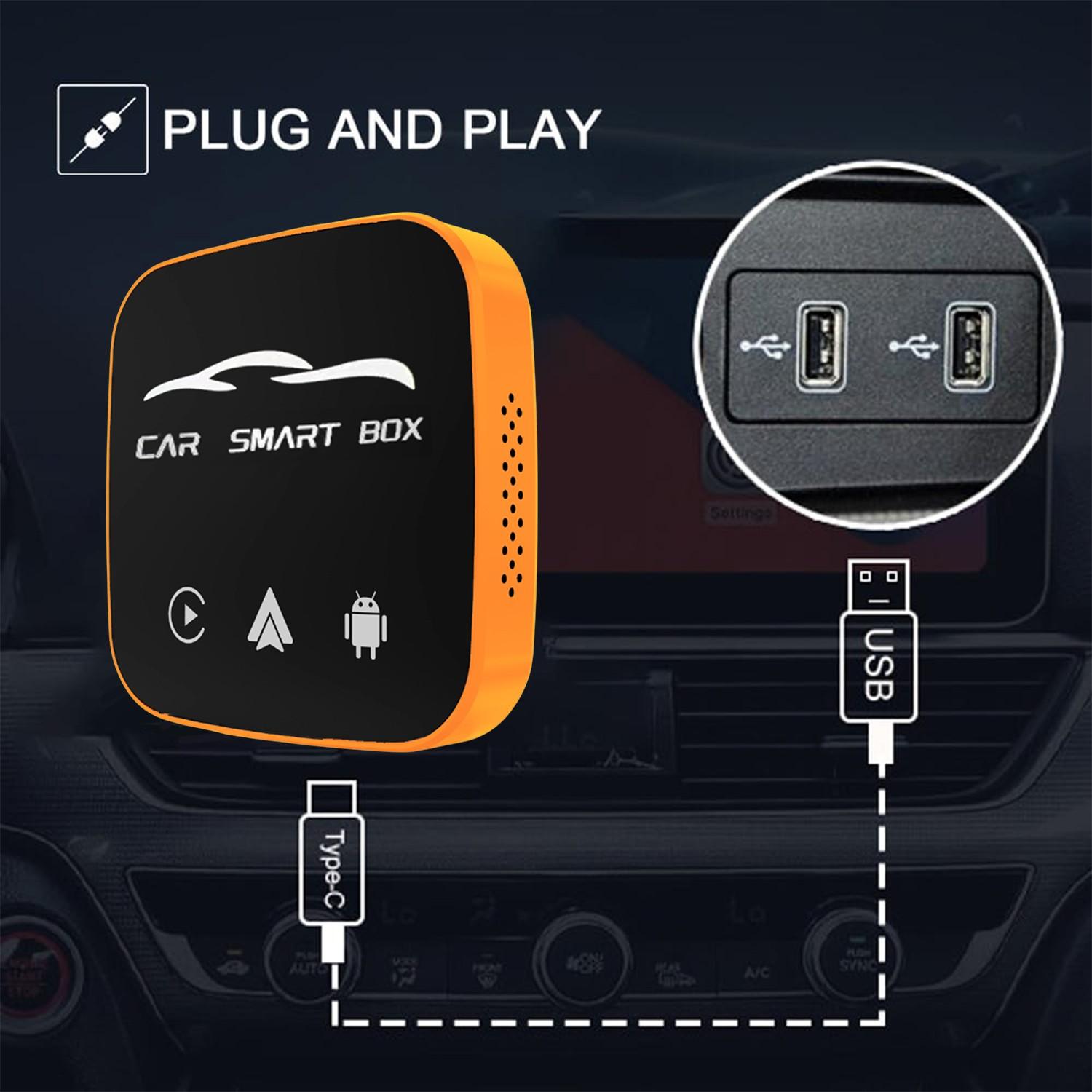 Wireless CarPlay adapter, compatible with iPhone and Android Auto, supports Netflix, AI box with TF card slot, plug-and-play with no installation required, easily set up in-car CarPlay video entertainment, Carplay Car Stereo