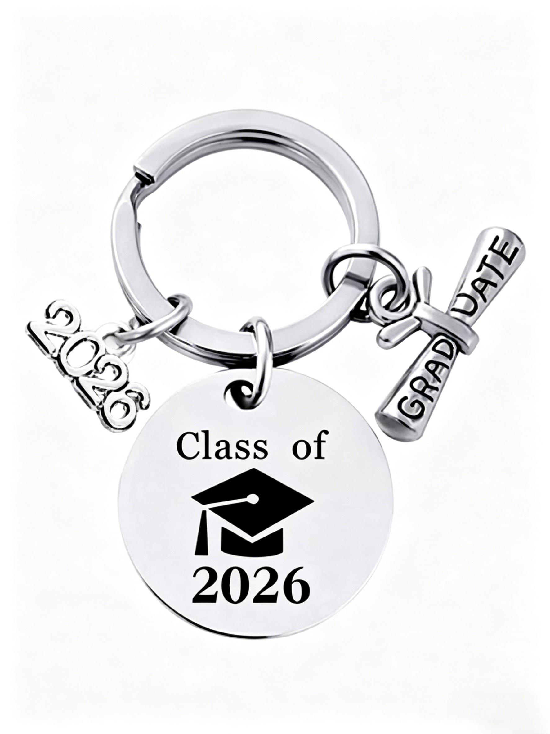 Graduation Gift Stainless Steel Keychain, Customizable Metal Keychain, Backpack Charm, Car Key Holder, Memorial Souvenir, Youth Memory Pendant