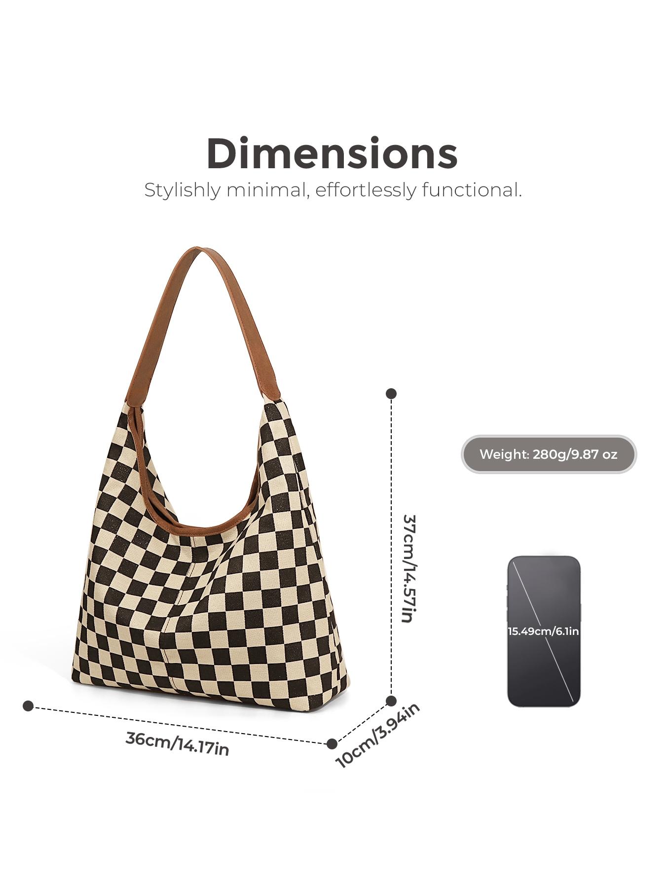 Large-Capacity Checkerboard Tote Bag Daily Bag For Travel And Shopping Shoulder Bag With Inner Pocket, Durable Polyester Material, Lightweight Tote Bag, Checked Pattern Tote
