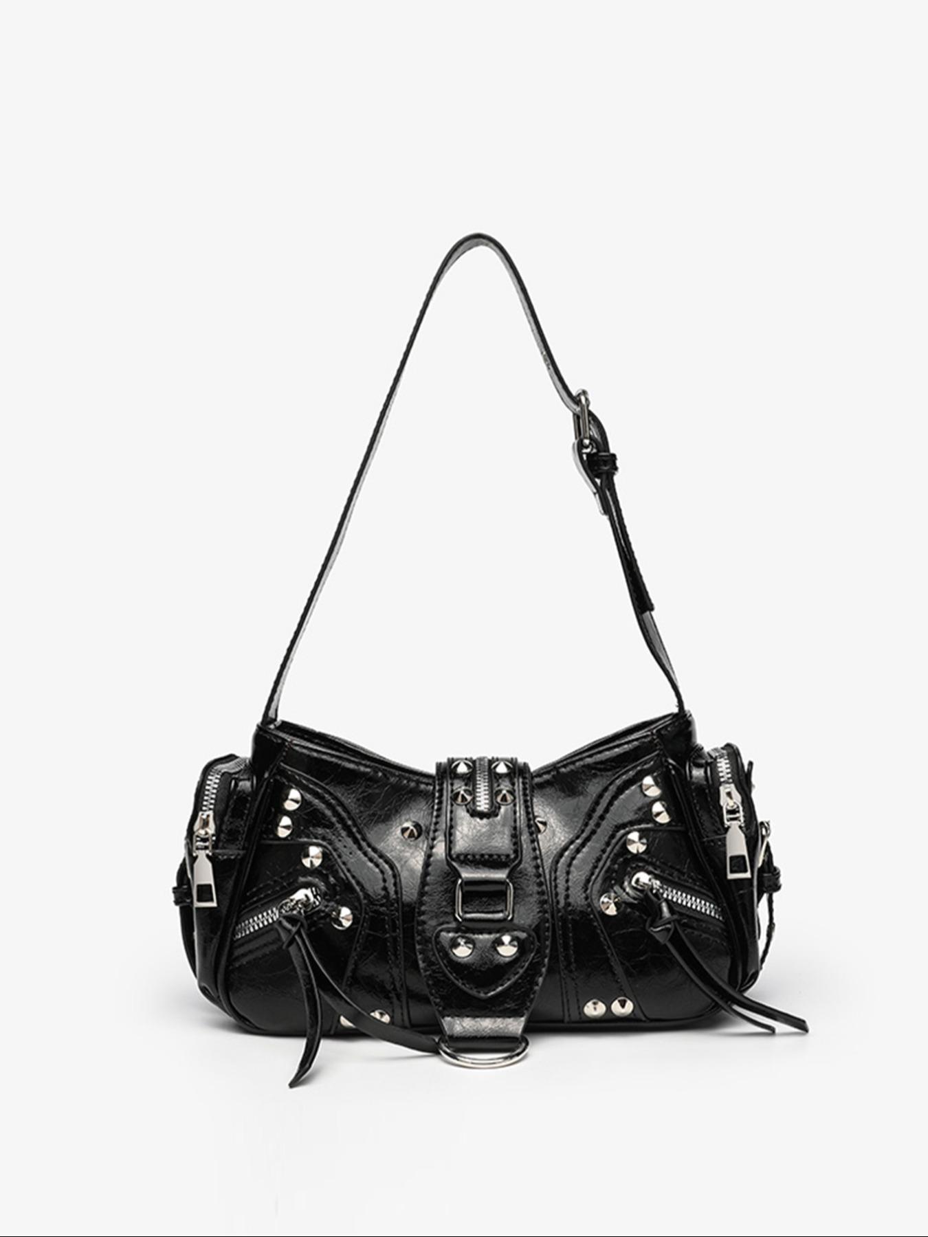 New Retro Y2K Sweet Cool Style Underarm Bag for Women, High-End Studded Motorcycle Commuter Shoulder Handbag, Versatile Single Strap Crossbody, Vintage Shoulder Bag, Fashion Crossbody Bags