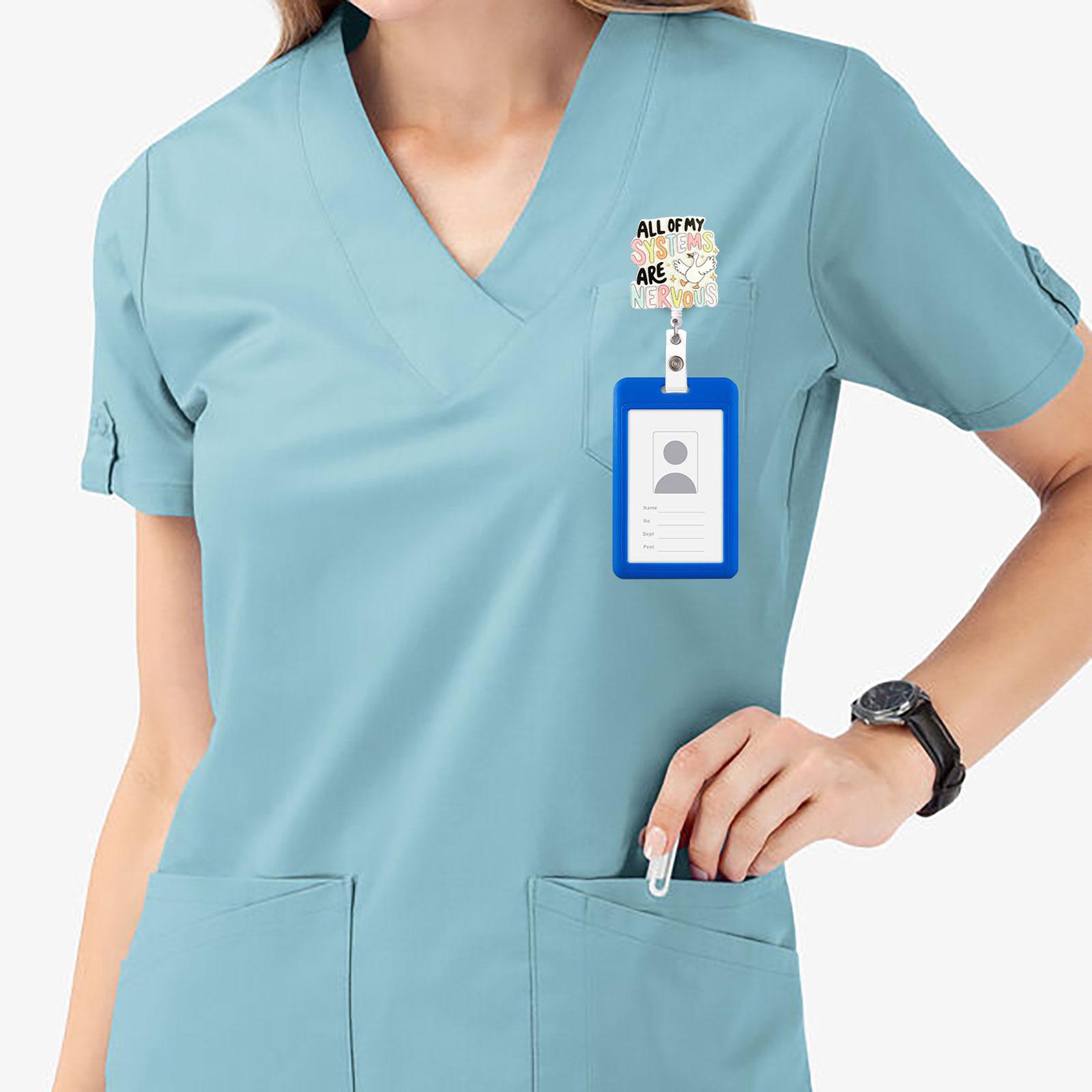 Funny Retractable Badge Reel, Acrylic ID Holder with Clip, Ideal for Nurses, Doctors, Students, Office Staff, Durable Design, Nursing Student Badge Reel, Medical Badge Reel, Badge Reels Retractable