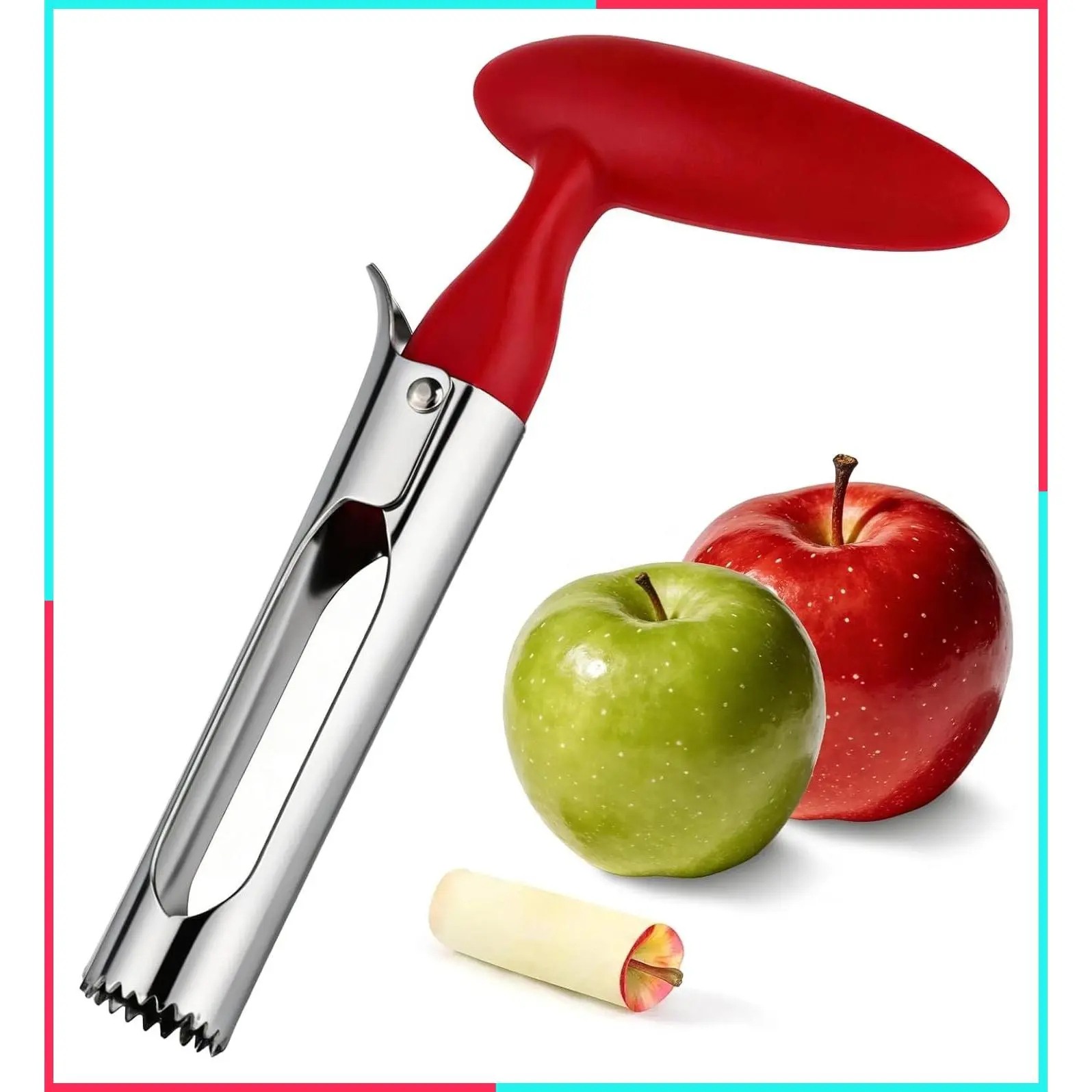 Premium Apple Corer Tool, Apple Core Remover with Sharp Serrated Blades, Ergonomic Handle & Stainless Steel - Easy Push for Quick Coring, Fruit Core Remover for Apples, Pears, Peppers