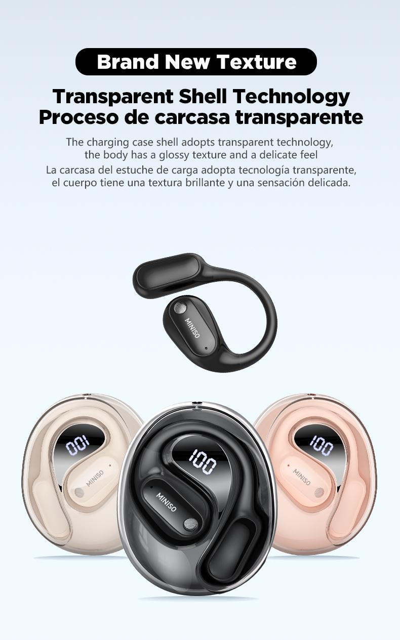 MINISO MS190 Translation Earbuds, Supports Real-Time Translation in 134 Languages With APP, Bluetooth 6.0 Earphones, Audio Wireless Earbuds for Music & Phone Calls, IPX5 Waterproof Sports Electronic Headphones with Long Endurance