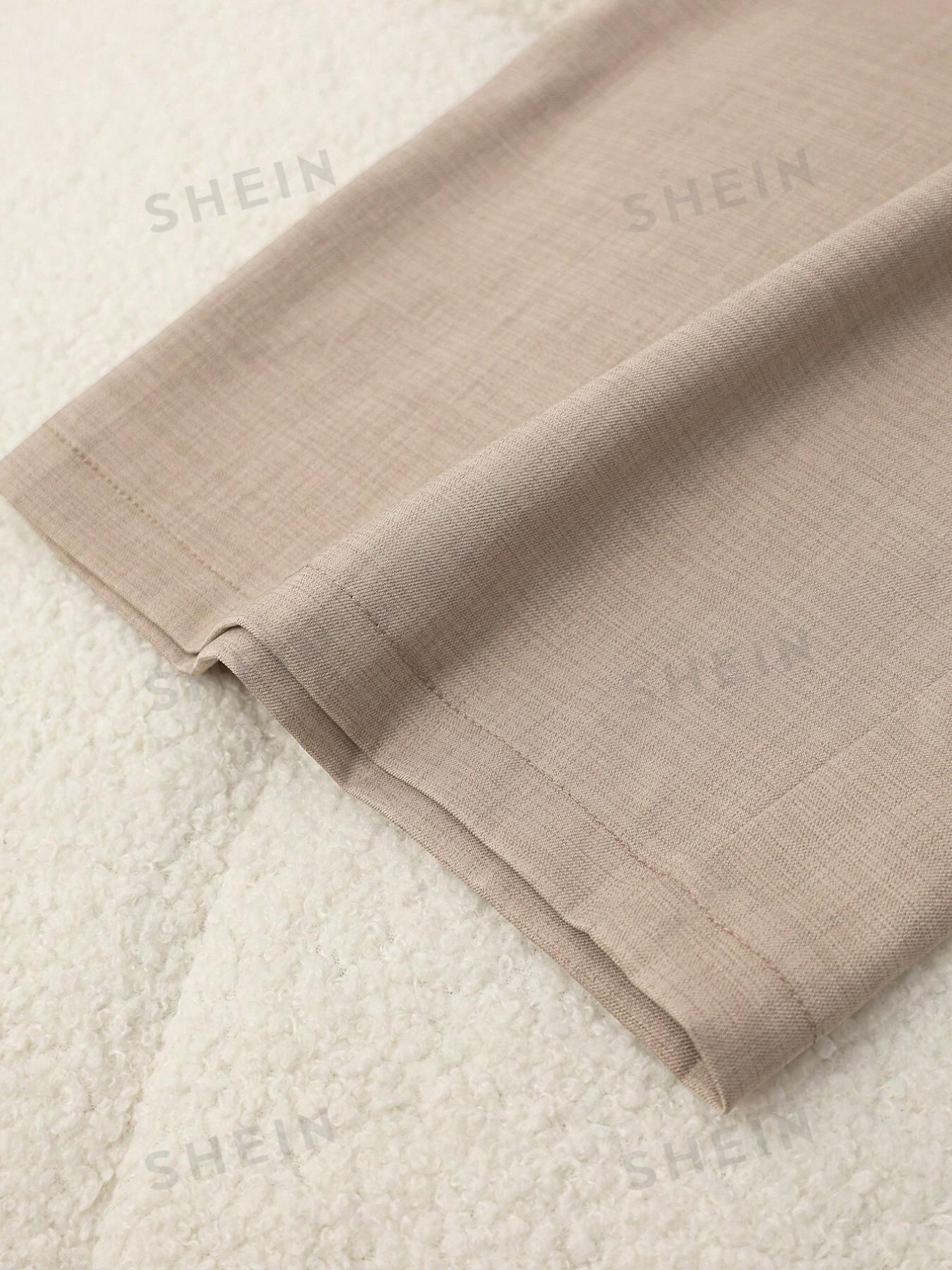 Plus Size High Waist Wide Leg Suit Pants, Women's Elastic Back Waist Front Pleat Pockets, Office Casual Long Pants