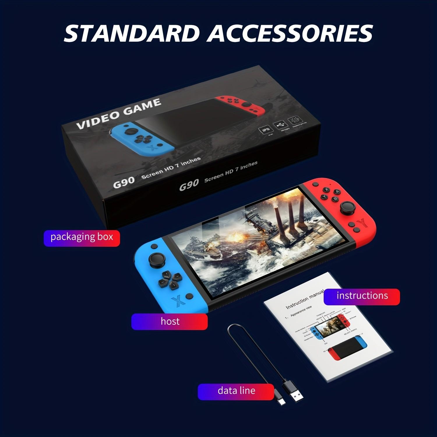 G90 Retro Portable Handheld Console with 7.0-inch HD IPS Screen, 3D Buttons and Dual Joystick, Perfect Birthday or Holiday Gift, Handheld Gaming Device