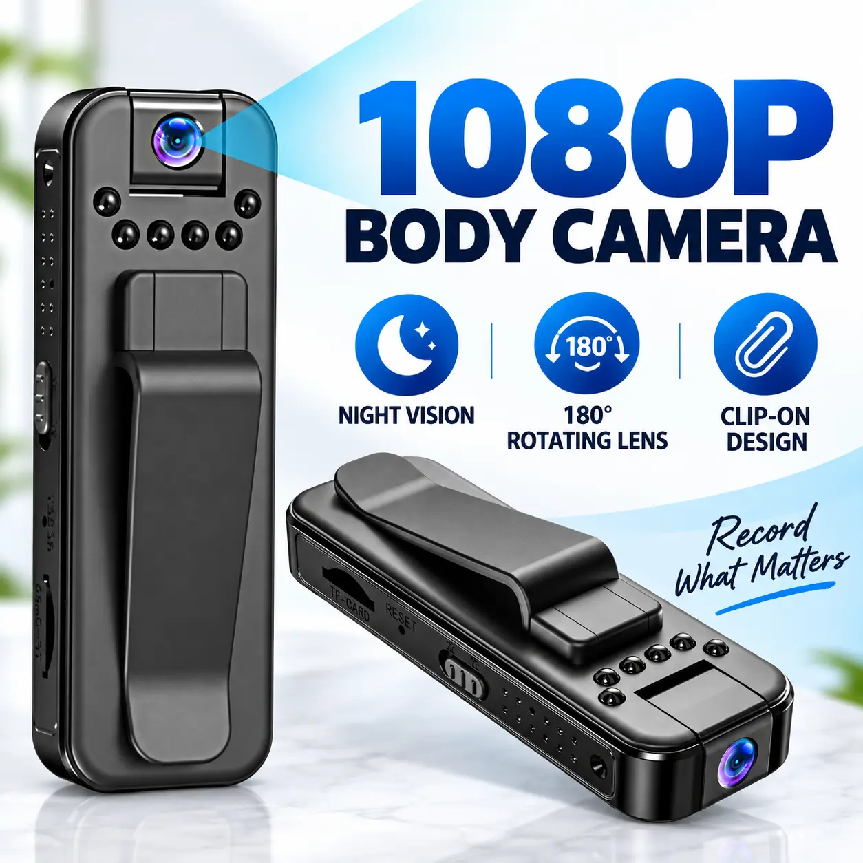 1080P Wearable Body Camera with Night Vision, 180 °   Rotating Lens and Compact Clip-On Design for Hands-Free Recording, Travel, Outdoor Activities, Daily Vlogging and Content Creation