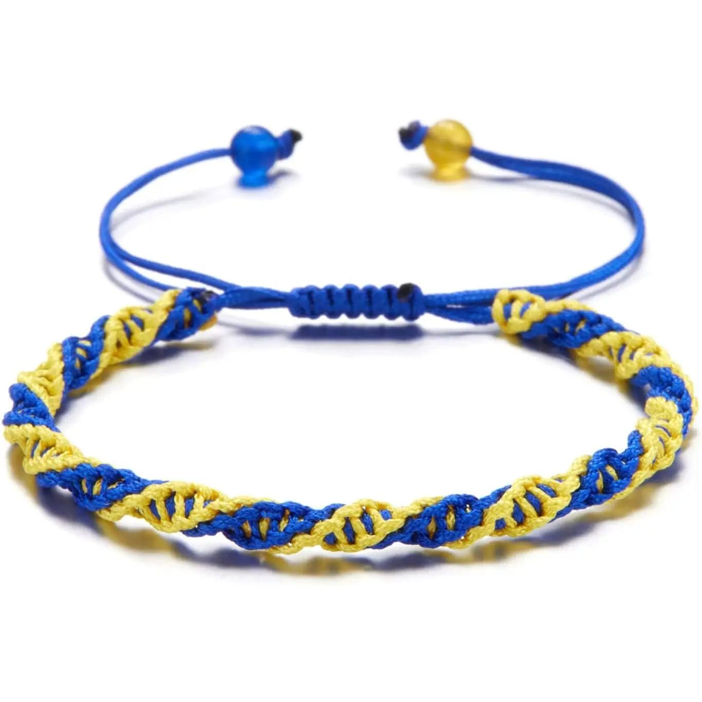 Blue Yellow  Bracelet  Braided Bracelet Support Help Stand Blue and Yellow Wristband Bangle Braided Rope 8#