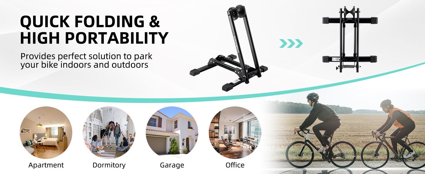 ROCKBROS Foldable Bike Stand Floor Bike Parking Stand Bike Holder Bicycle Rack for 20"-29" Mountain Road Indoor Outdoor Garage Storage