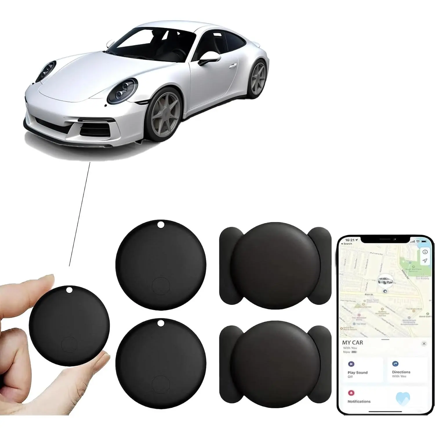 2 Pack GPS Vehicle Tracker | Hidden Magnetic Car Tracking Device with Apple Find My (Only iOS) | No Monthly Fee Waterproof Tracker