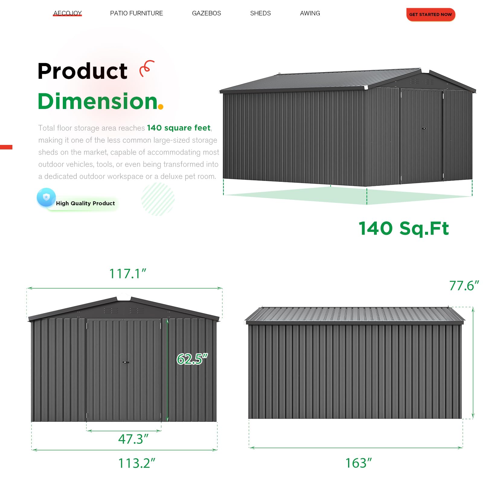 【3 Packages Shipping】Large Heavy-Duty Metal Storage Shed - Extra Large Steel Outdoor Shed with Lockable Doors for Garden Tools, Workspace & Utility Storage 【3 Packages Shipping】Large Heavy-Duty Metal Storage Shed - Extra Large Steel Outdoor Shed with Lockable Doors for Garden Tools, Workspace & Utility Storage