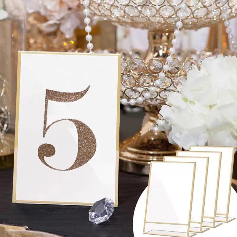 6-Piece Acrylic Sign Holder Set, Frame, Vertical Stand, Transparent Tilted Photo Frame, Wedding Table Number Display, Home Decor