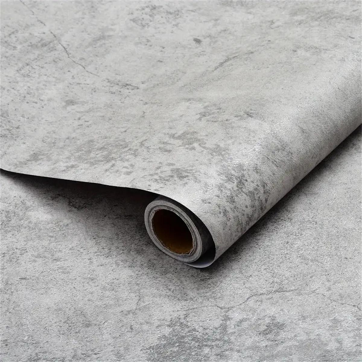 40cmWidth Grey PVC Industrial Cement Wallpaper Self-Adhesive Vinyl Waterproof Wall Stickers for Clothing Store Living Room Decor