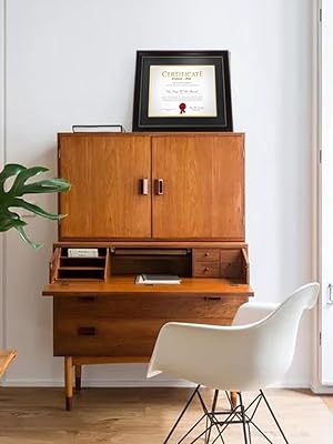 [Graduation Gifts]8.5x11 Diploma Frame with Black over Gold Mat or Display 11x14 Document without Mat, UV Protection Acrylic, Mahogany with Gold Beads