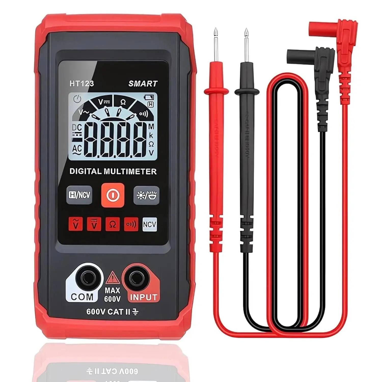 HT123 TM-510 Handheld Smart Digital Multimeter - 4000 Counts Non-Contact Digital Voltage Multi Tester with Silicone Cover, Data Hold, Backlight Display, Adjustable Modes, Auto Switching, Electronics Protection for DIY Enthusiasts, Voltage Check Tool