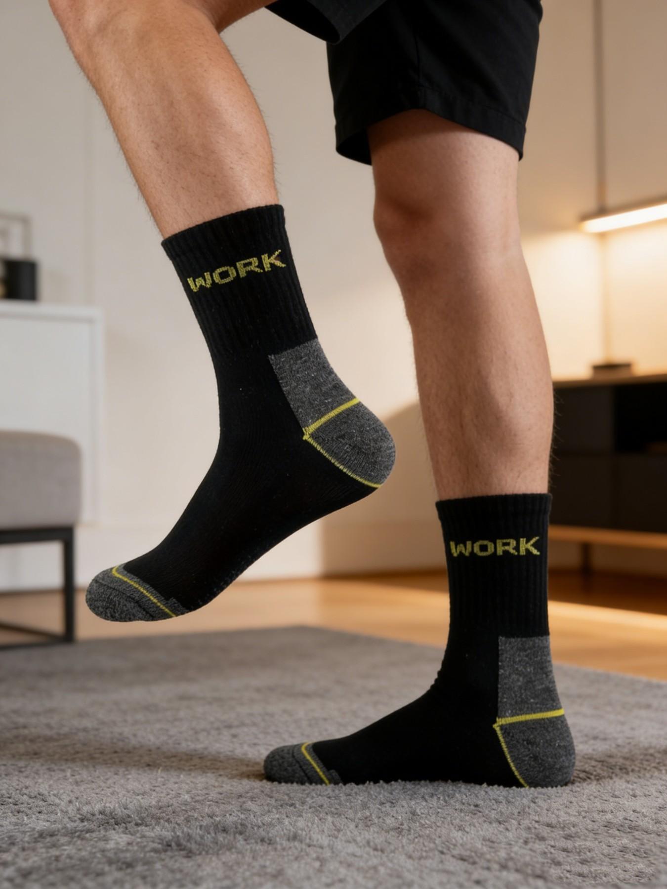 20 Pairs Value Pack Men's Youth Big Size Crew Socks , Work Letter Color Block Moisture Wicking Breathable Basketball Casual Socks