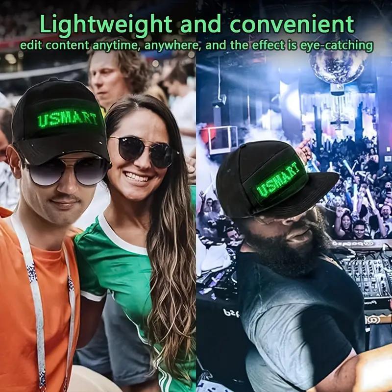 LED Hat, Bluetooth Editable Message Display Party Black Hat, LED Screen Smart Adjustable Party LED Baseball Cap, Thanksgiving & Christmas Decoration Gift, Party Event Props