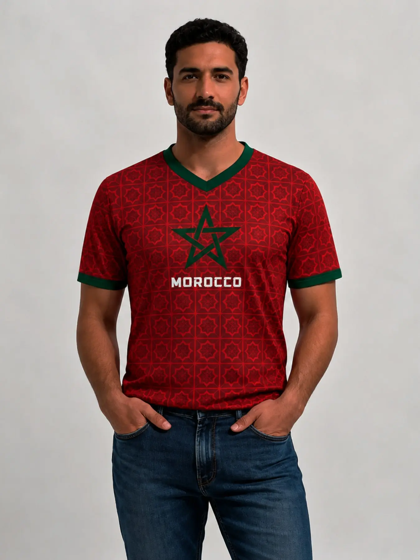 Morocco Football Sports Wear 2026 New Arrival, Quick-Dry Fabric Soccer Jersey, Short Sleeve Training T-Shirt, Casual All-Season Tee, Sports Tees, Short Football Jerseys