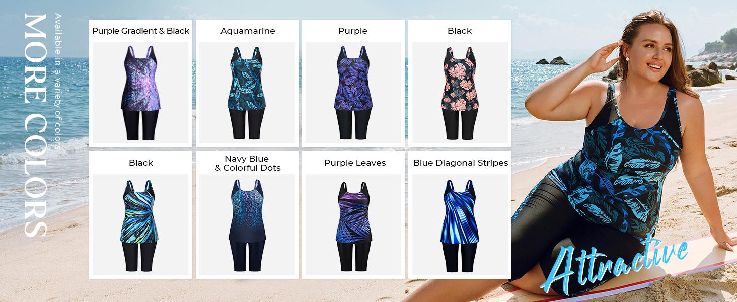 【12-28W】Hanna Nikole Plus Size Two-Piece Swimsuit Women's Sun Protection Knee-Length Swim Shorts Tummy Control Outdoor Swimsuit Tankinis Set #tiktok shop spring glow up #outdoor fun #summervibes