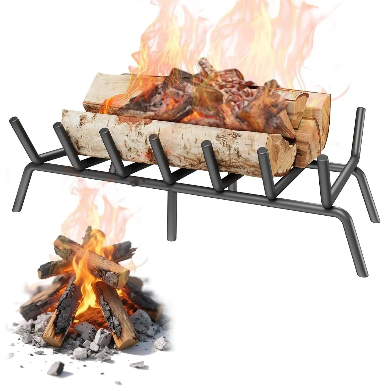 Fireplace Grate，Heavy Duty Solid Steel Fireplace Grate 27 Inch,1Pack Fireplace Log Grate