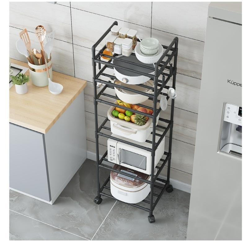 Multi-layer kitchen storage rack, floor-standing organizer for home use, bathroom shelf, no-drill microwave rack,  kitchen storage & organization, microwave stand, microwave rack with storage, kitchen shelf, kitchen storage and organization