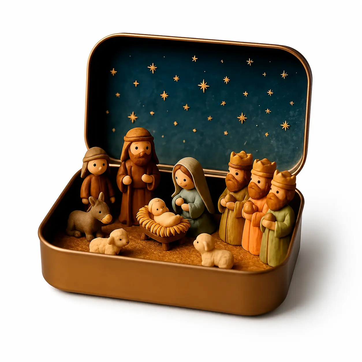 Pocket Size Mini Nativity Scene Set with Box, Hand-Painted Mary, Shepherd and Animal Figurines, Portable Christmas Table Decor, Ideal Christmas Gift