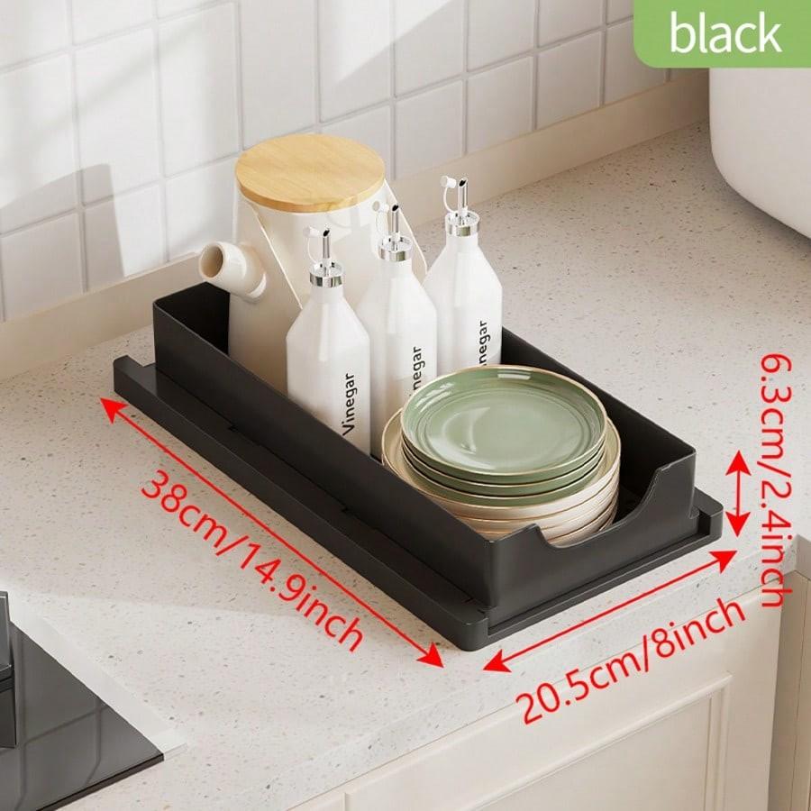Adjustable Storage Rack, Single and Double Layer Sink Under Cabinet Organizer, Pull-Out Metal Kitchen Bathroom Shelf, Cleaner Supplies Organizer