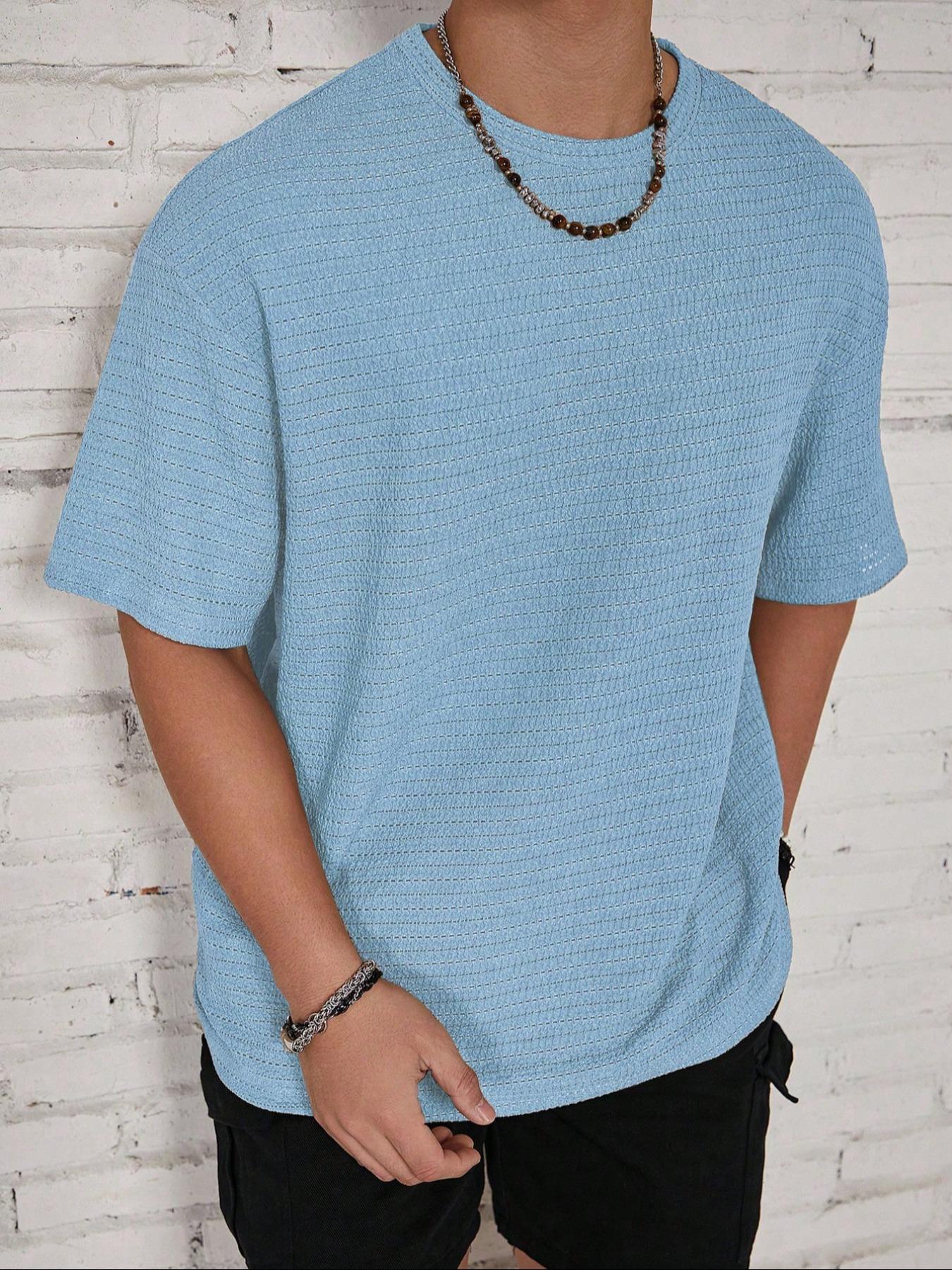 Men's Solid Color Short Sleeve T-Shirt, Casual Comfortable Round Neck Summer Top, Fashion Daily Wear Men's Clothing