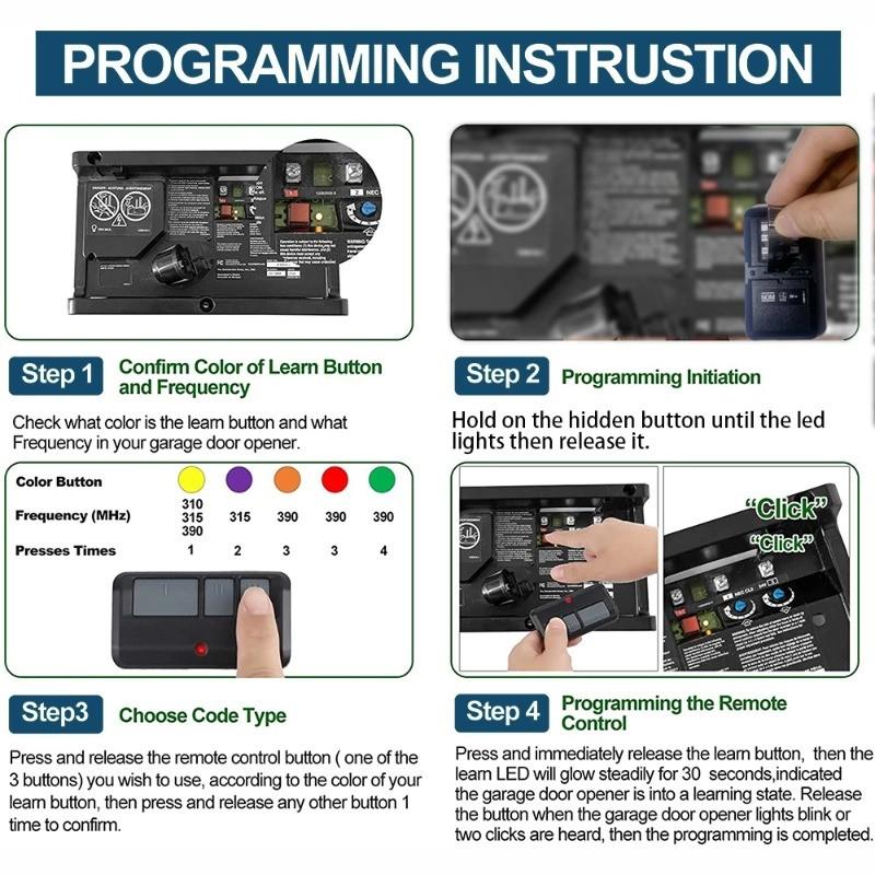Liftmaster 890max Mini Garage Door Remote Control, 3 Button Rolling Code, Universal 315/390mhz, Garage Roller Shutter Opener Remote