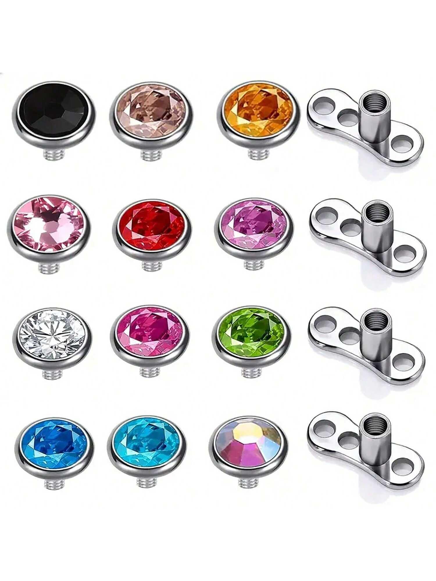16-Piece Punk Body Piercing Set, Stainless Steel Hypoallergenic Crystal Jewelry, Unisex Daily Wear, Perfect Gift for Holidays