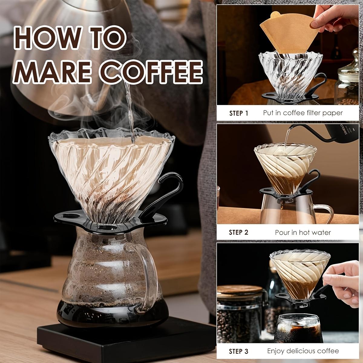 Leeseph Heat-Resistant Borosilicate Glass Coffee Pot Two-Piece Set, Detachable Handle Filter Cup, Transparent Drip Coffee Pot, Clear Pour Over Coffee Maker, Ideal for Home, Office, and Café, Three Size Options Available