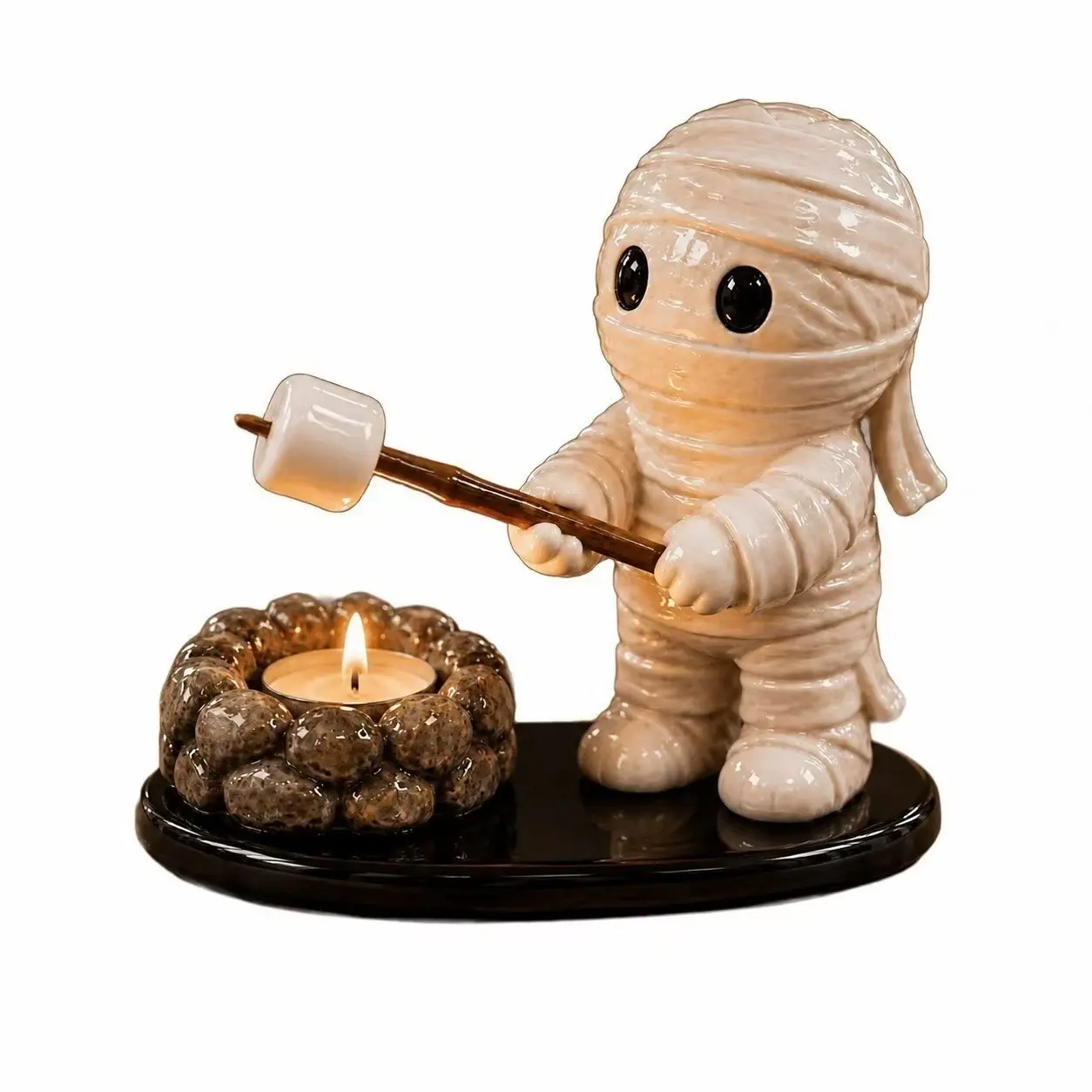 Halloween Fire Pit Candle Holder Resin Decor, Vintage Dark Style, Home Tabletop Atmosphere Decoration, Halloween Party Props, Gift Idea