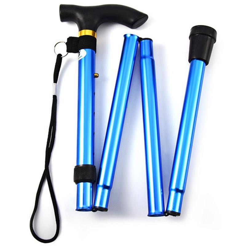 4-section Folding Ultra-light Adjustable Walking Stick, Telescopic Trekking Pole With Rubber Tip