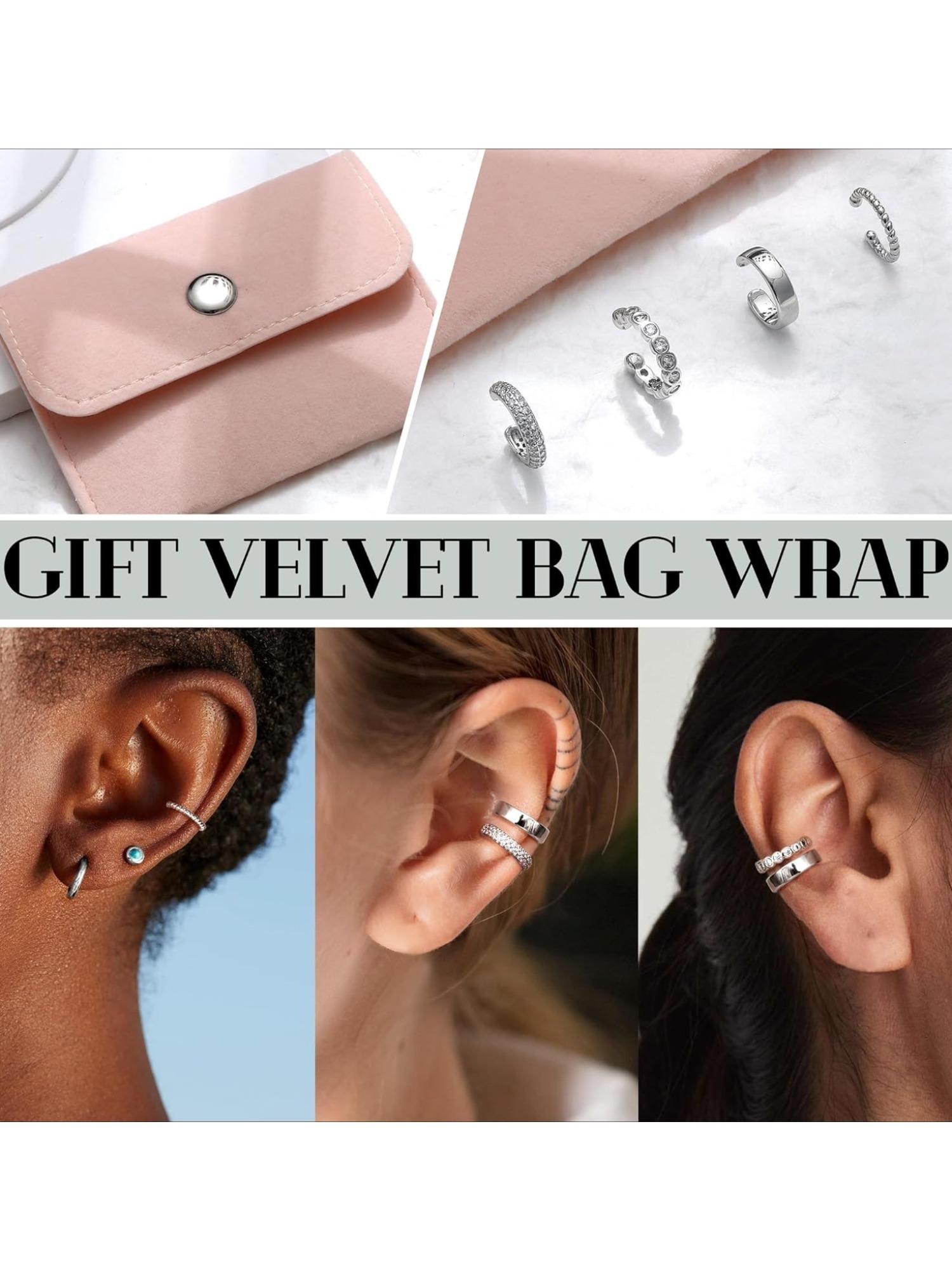 4 Pcs Minimalist Golden Silvery Non Pierced Ear Cuff Set for Women Men Adjustable Clip on Cartilage Earrings Lightweight Design Classic Simple Appearance Delicate Fake Ear Accessories for Daily Holiday Festival Party Exquisite Jewelry for Non Pierced Ears