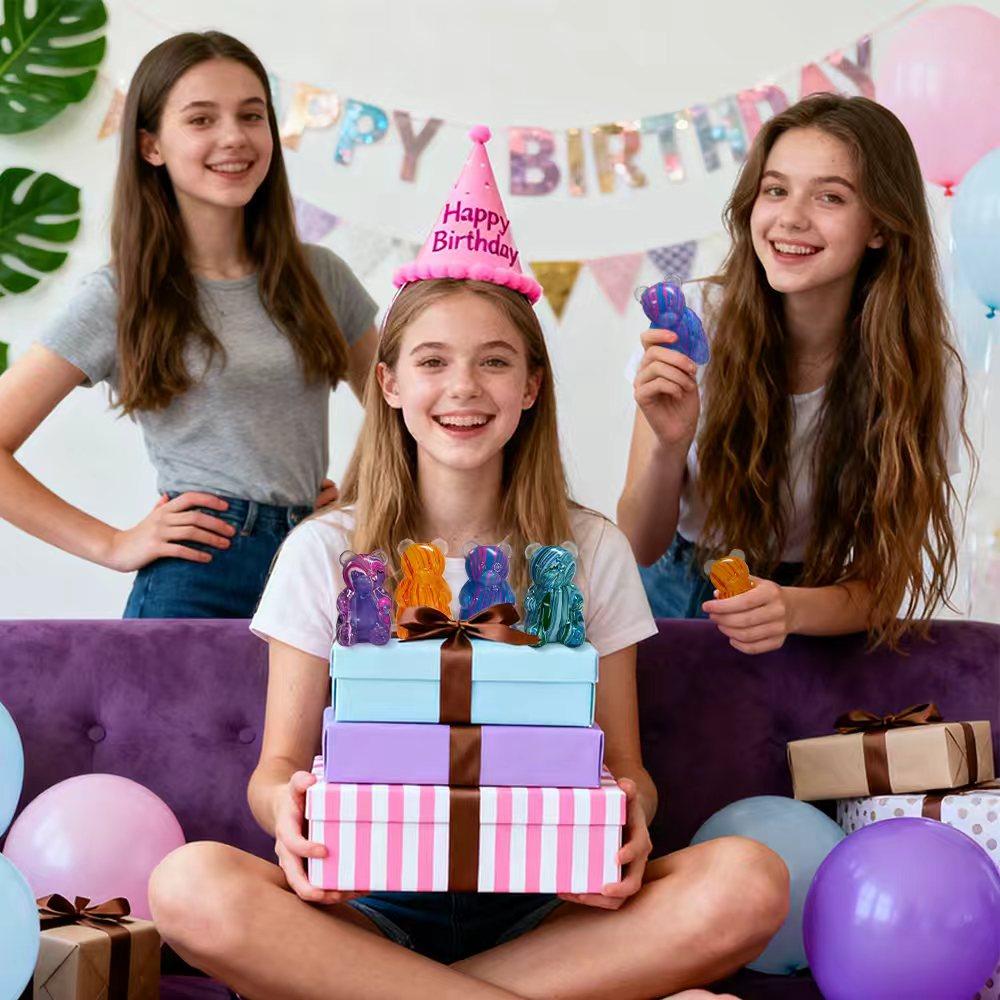 Cute Bear-Shaped Squeeze Sensory Stress Relief Toy, Soft Gel Fluid Teddy, Anxiety Reducing Ball, Birthday Gift, Party Filler, Decompression Squeeze