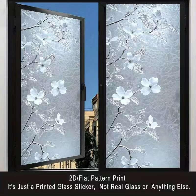 Static Glass Window Decal, 2D Flat Pattern, Elegant Design, Removable Self-Adhesive Privacy Film, Home Decor for Living Room, Kitchen, Bathroom, Bedroom, Balcony