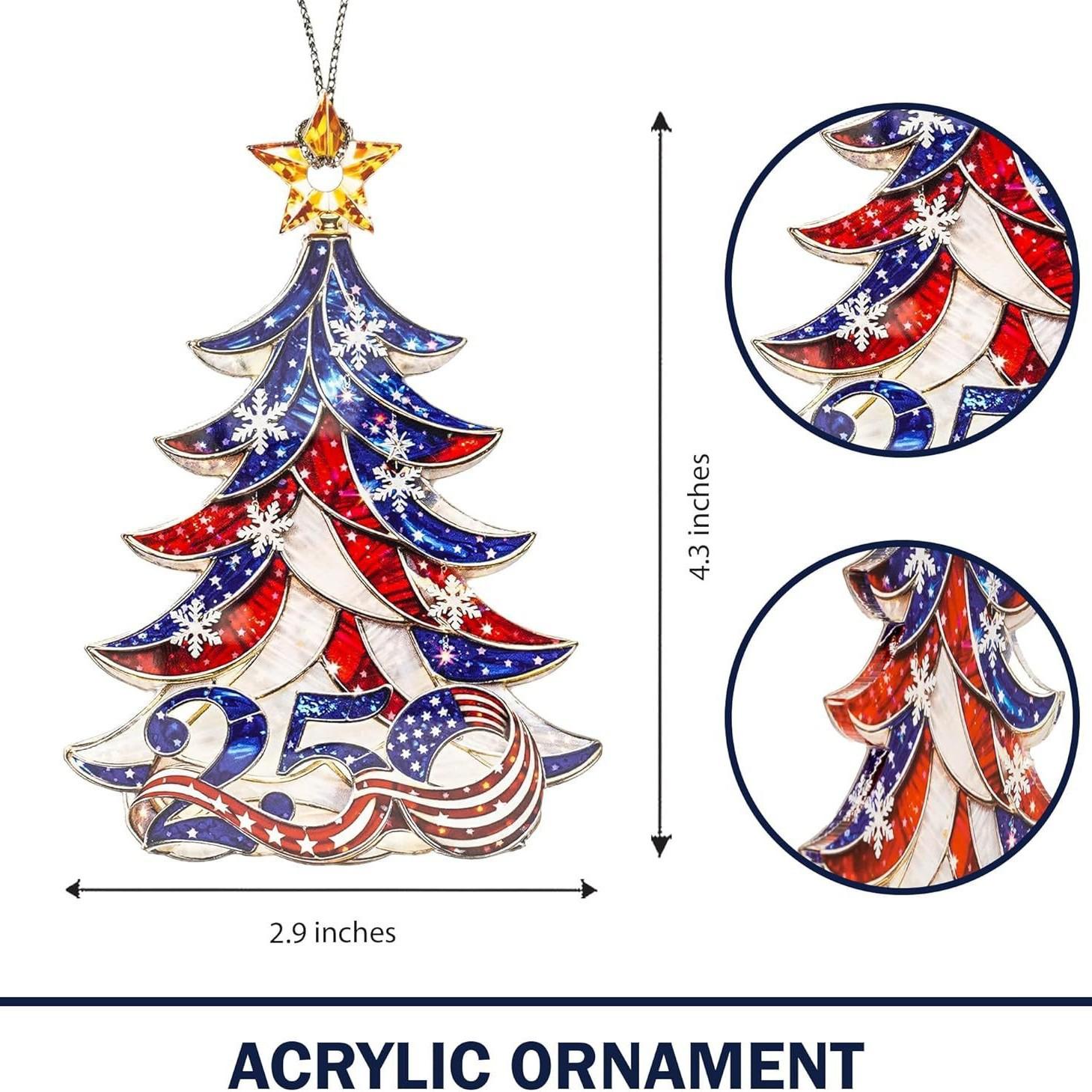United States 250th Anniversary Ornament, 2D Acrylic Usa Hanging, Patriotic American Flag Decor, Gift for Us Citizens, Collector's Item