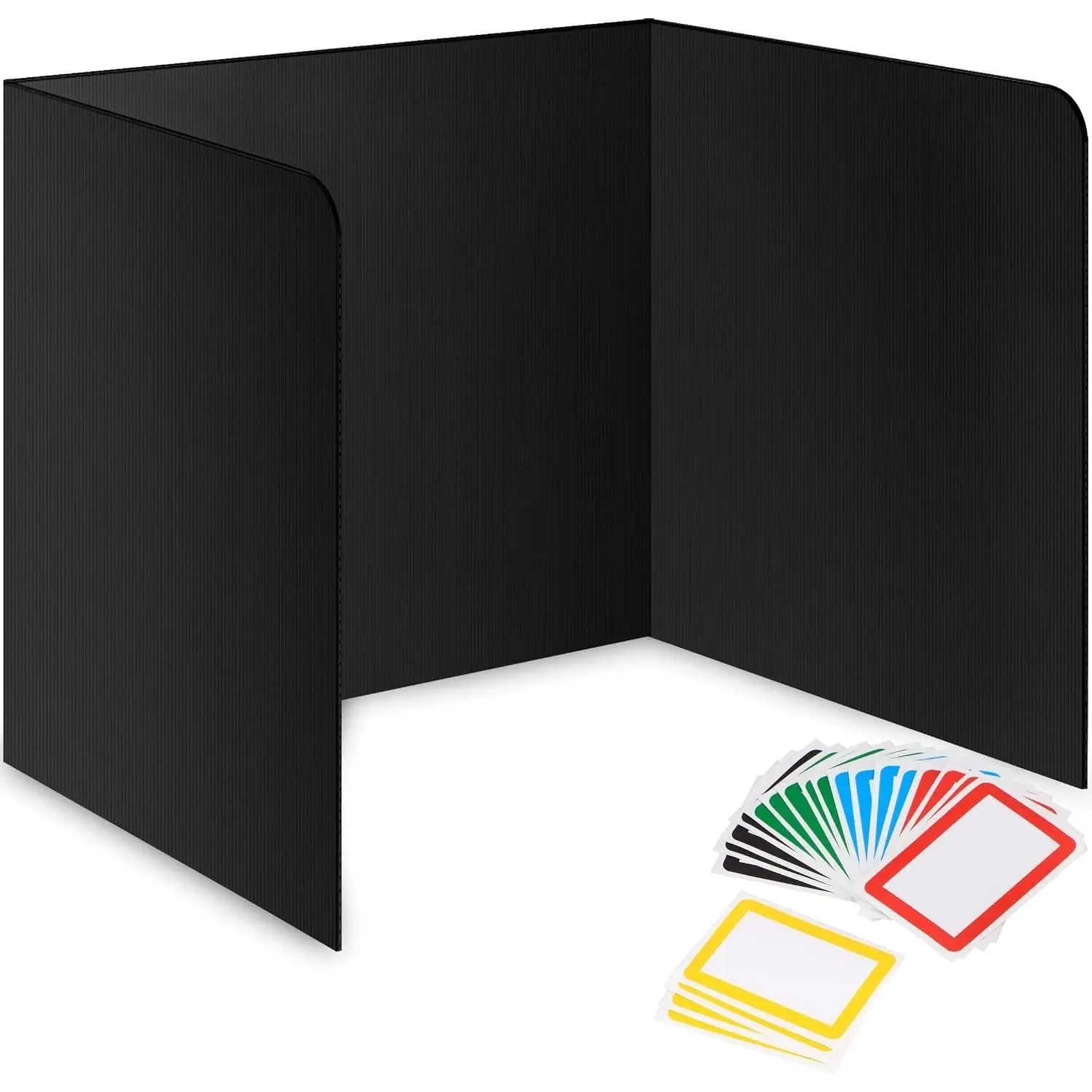 22-Pack Black Desk Dividers Durable Waterproof Easy-Clean Plastic Privacy Shield Folder Boards for Student Desks Classroom Teacher Study Supplies