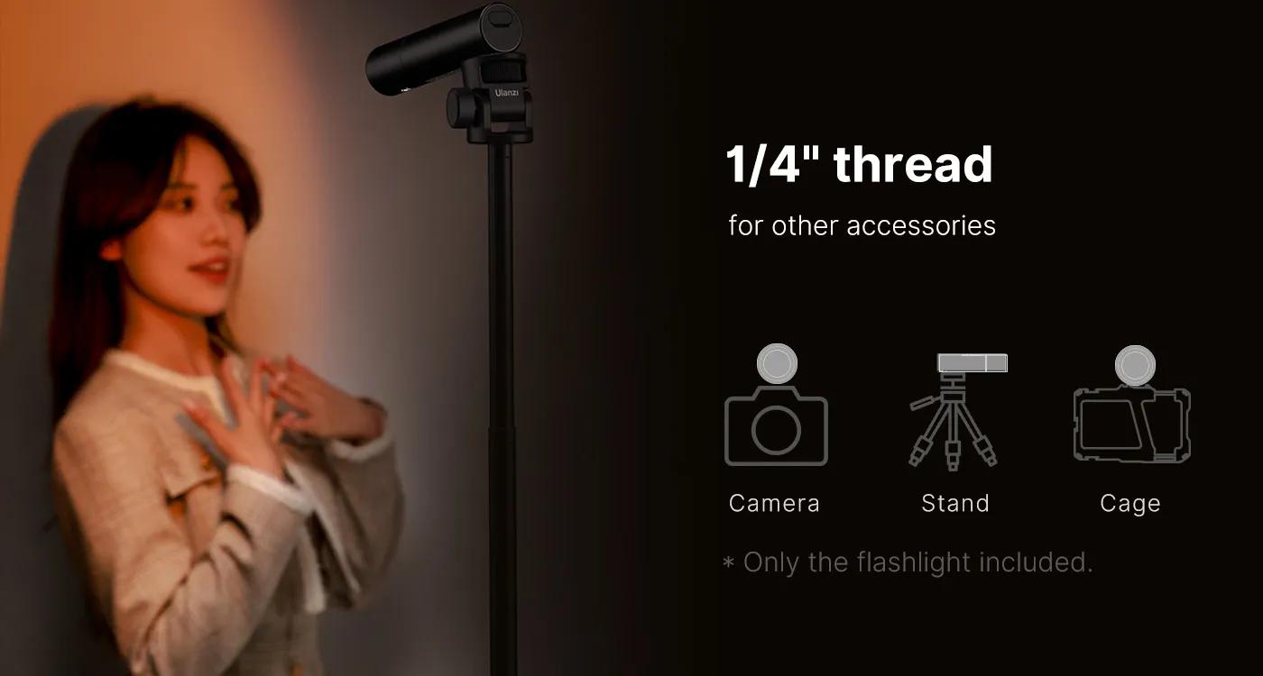 ULANZI LED Photography Flashlight LM07 w 1/4" Thread, Handheld Videography Light Spotlight 2000K-5500K-8000K Bi-Color Zoomable 2000mAh Rechargeable Portable Video Light for Camera Tripod Stand Cage